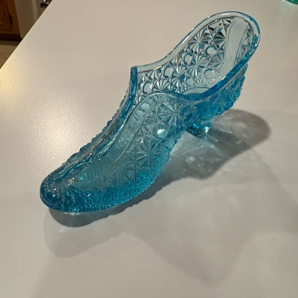 Vintage Fenton Blue Glass Women Shoe - Picture 4 of 7